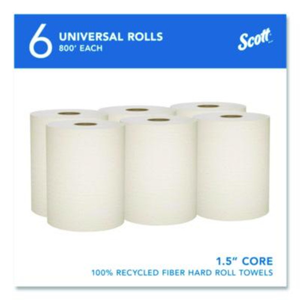 Essential 100% Recycled Fiber Hard Roll Towel, 1-Ply, 8" x 800 Ft, 1.5" Core, Brown, 6 Rolls/Carton