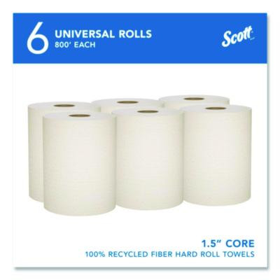 Essential 100% Recycled Fiber Hard Roll Towel, 1-Ply, 8" x 800 Ft, 1.5" Core, Brown, 6 Rolls/Carton