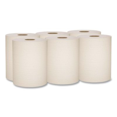 Essential 100% Recycled Fiber Hard Roll Towel, 1-Ply, 8" x 800 Ft, 1.5" Core, Brown, 6 Rolls/Carton