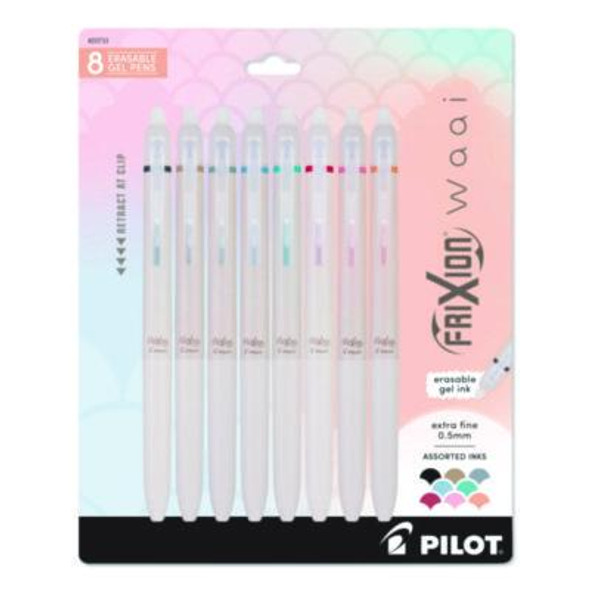 Frixion Waai Erasable Gel Pen, Retractable, Extra Fine, 0.5 Mm, Assorted Ink And Barrel Colors, 8/Pack