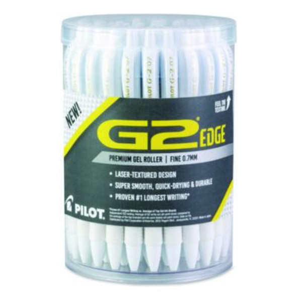 G2 Edge Premium Gel Roller Pen, Retractable, Fine 0.7 Mm, Black Ink, White Barrel, 36/Pack