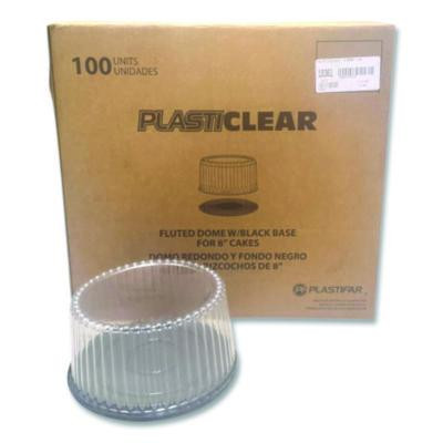 Bakery Containers, 8" Cake, 9.7" Diameter x 5" h, Black/Clear, 100/Carton