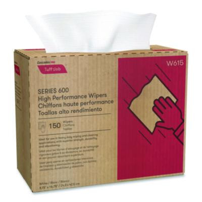 Tuff-Job Spunlace Towels, 1-Ply, 9.75 x 16.75, White, 150 Sheets/Pop-Up Box, 6 Boxes/Carton