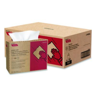 Tuff-Job Spunlace Towels, 1-Ply, 9.75 x 16.75, White, 150 Sheets/Pop-Up Box, 6 Boxes/Carton