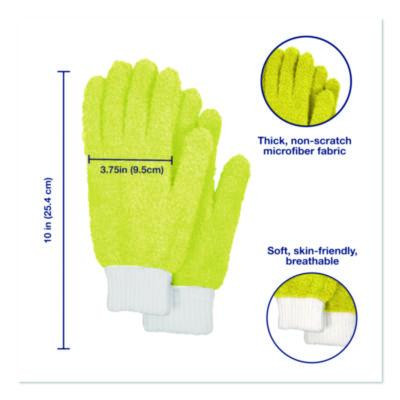 Microfiber Dusting Gloves And Mitts, Yellow With White Cuffs, 2 Gloves, 2 Mitts