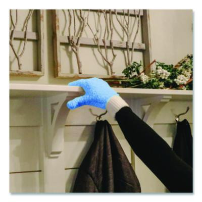 Microfiber Dusting Gloves, Blue With White Cuffs, 2 Gloves