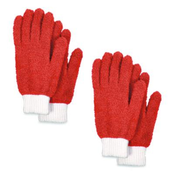 Microfiber Dusting Gloves, Coral With White Cuffs, 2 Gloves