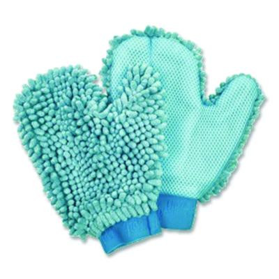 Chenille Scrubbing Mitts, Blue, 2 Mitts