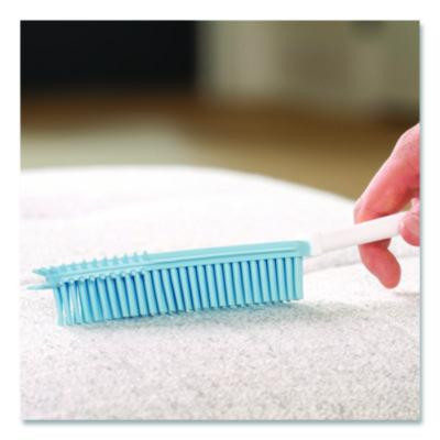 Rubber Broom And Handheld Brush,11.75 x 50 Plastic Handle, White/Blue