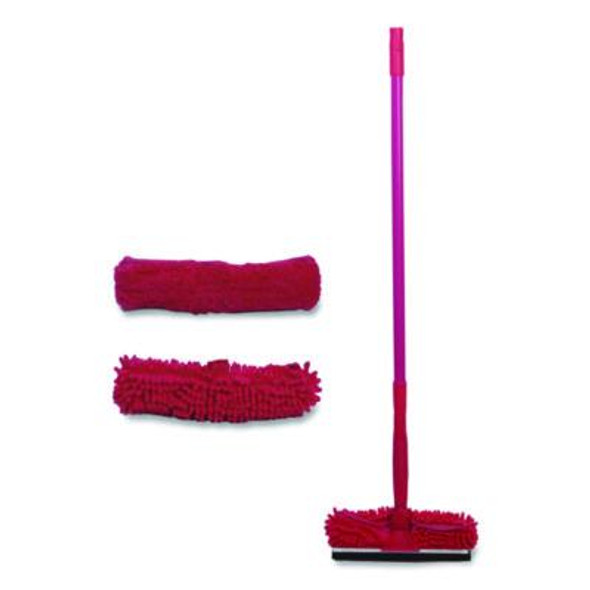 Window Cleaner Set, With Cleaning Heads, 11", 49" Plastic Handle, Raspberry