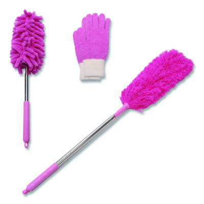 Dusting Set, Feather Duster, Dusting Wand, 2 Gloves, Pink