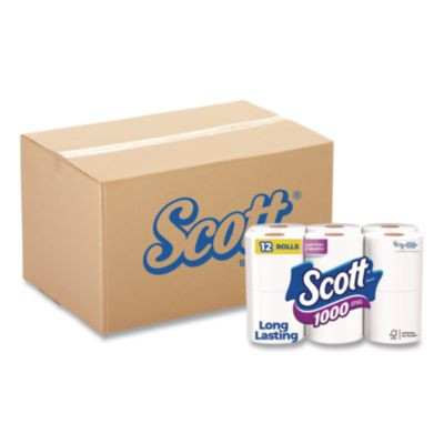 1000 Bathroom Tissue, Septic Safe, 1-Ply, White, 1,000 Sheets/Roll, 12 Rolls/Pack, 4 Packs/Carton