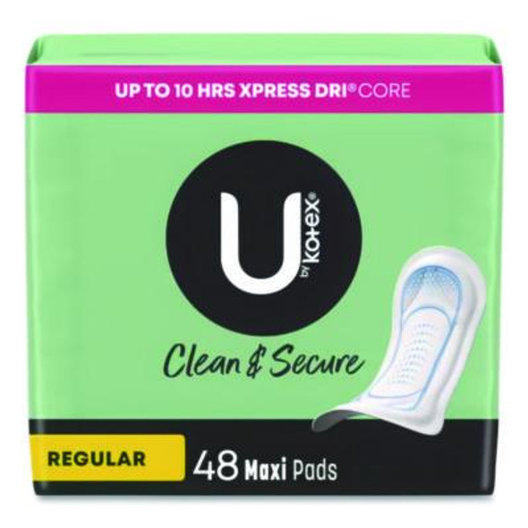 U By Kotex Security Regular Maxi Pads, Unscented, 48/Pack