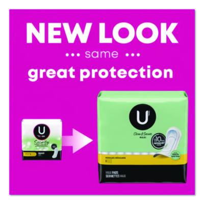 U By Kotex Security Maxi Pads, Unscented, Regular Absorbency, 48/Pack