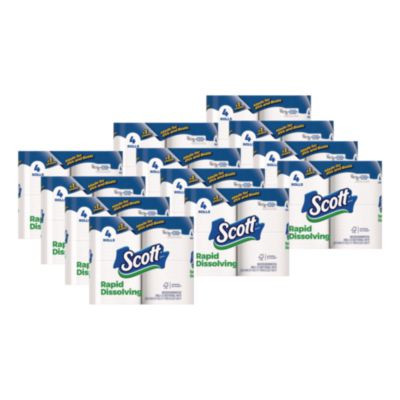 Rapid-Dissolving Toilet Paper, Bath Tissue, Septic Safe, 1-Ply, White, 231 Sheets/Roll, 4 Rolls/Pack, 12 Packs/Carton