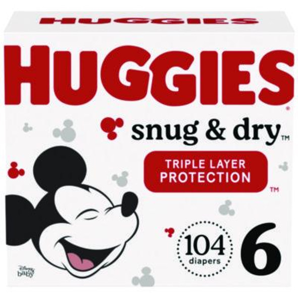 Sung And Dry Diapers, Size 6, 35+ Lbs, 104/Carton