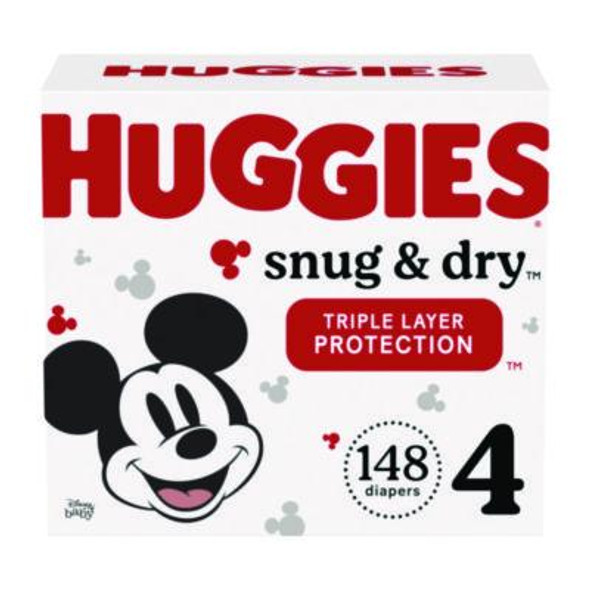 Snug And Dry Diapers, Size 4, 22 Lbs To 37 Lbs, 148/Carton
