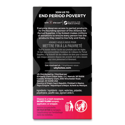 U By Kotex Click Compact Tampons, Super Plus Absorbency, 16/Pack, 8 Packs/Carton