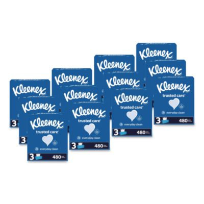 Trusted Care Facial Tissue, 2-Ply, White, 160 Sheets/Box, 3 Boxes/Pack, 12 Packs/Carton