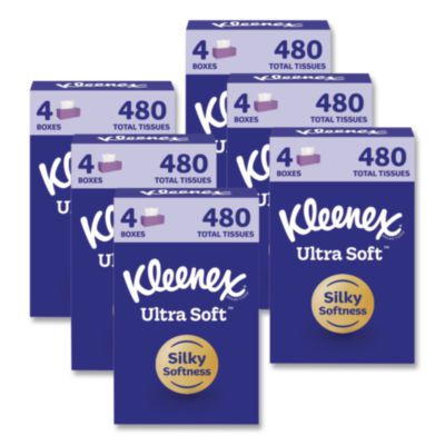 Ultra Soft Facial Tissue, 3-Ply, White, 120 Sheets/Box, 4 Boxes/Pack, 6 Packs/Carton
