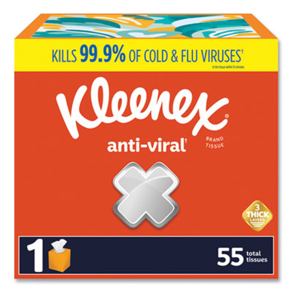 Anti-Viral Facial Tissue, 3-Ply, White, 55 Sheets/Box, 27 Boxes/Carton