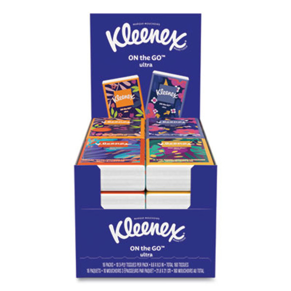 On The Go Packs Facial Tissues, 3-Ply, White, 10 Sheets/Pouch, 16 Pouches/Pack, 6 Packs/Carton