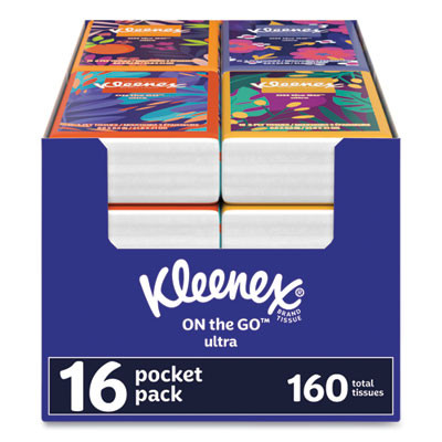 On The Go Packs Facial Tissues, 3-Ply, White, 10 Sheets/Pouch, 16 Pouches/Pack,  6 Packs/Carton
