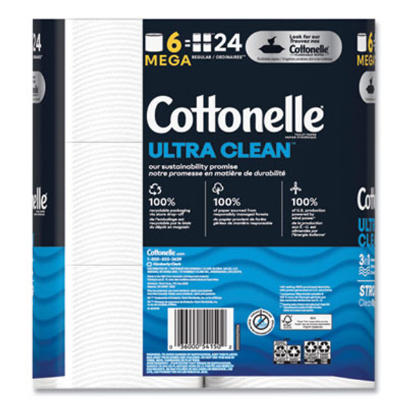 Ultra Cleancare Toilet Paper, Strong Tissue, Septic Safe, 1-Ply, White, 284 Sheets/Roll, 6 Rolls/Pack, 36 Rolls/Carton