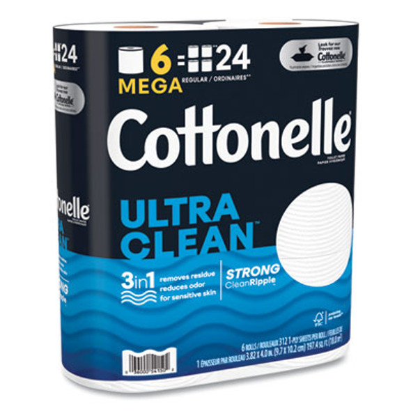 Ultra Cleancare Toilet Paper, Strong Tissue, Septic Safe, 1-Ply, White, 284 Sheets/Roll, 6 Rolls/Pack, 36 Rolls/Carton