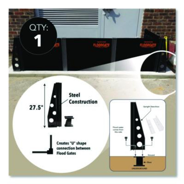 Flood Gate 3-Way Stanchion Set, 11" x 36" x 7"