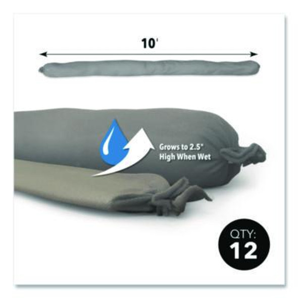 Water Dams, 2.5" x 10 Ft x 2.5", Gray, 12/Box