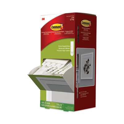 Damage-Free Hanging Picture Hanging Strip Pairs, Holds Up To 2.5 Lb, Medium: 0.75" x 2.75", White, 4/Set, 50 Sets/Carton