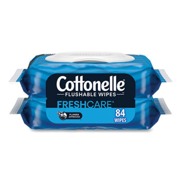 Fresh Care Flushable Cleansing Cloths, 1-Ply, 3.73 x 5.5, White, 84/Pack, 8 Packs/Carton