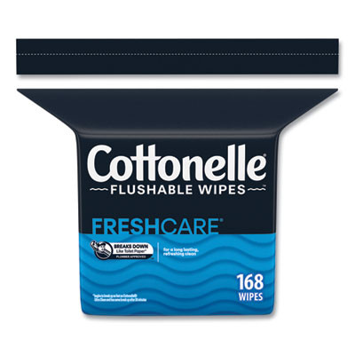 Fresh Care Flushable Cleansing Cloths, 1-Ply, 5 x 7.25, White, 168/Pack, 8 Packs/Carton