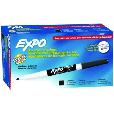 Low-Odor Dry-Erase Marker, Fine Bullet Tip, Black, Dozen
