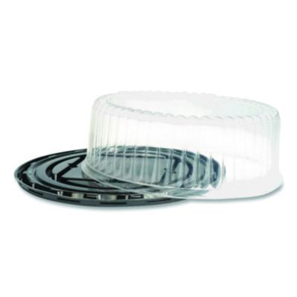 Bakery Containers, 9" Cake Container, 11.2" Diameter x 3.5" h, Black/Clear, 50/Carton