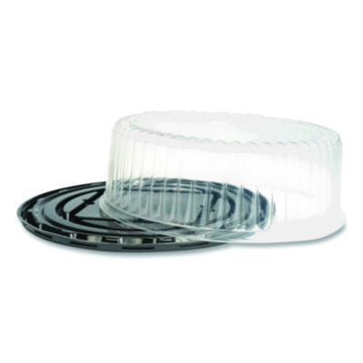 Bakery Containers, 9" Cake Container, 11.2" Diameter x 3.5" h, Black/Clear, 50/Carton