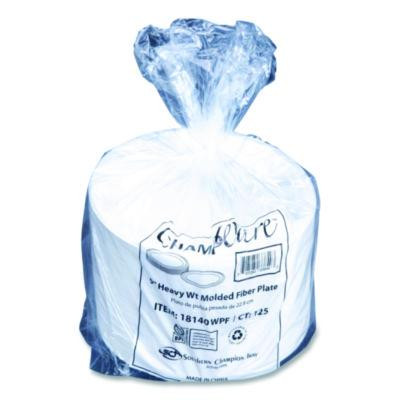 Champware Molded Fiber Tableware, Molded Fiber Plate, 9" Dia, White, 125 Plates/Sleeve, 4 Sleeves/Carton