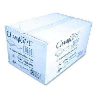 Champware Molded Fiber Tableware, Square Molded Fiber Plate, 8" x 8", White, 125 Plates/Sleeve, 4 Sleeves/Carton