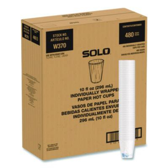 Recycled Content Pcf Paper Hot Cups, 10 Oz, Proplanet Seal, White/Blue, 480/Carton