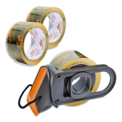 Tape Dispenser With Tape, 3" Core, Polypropylene, Gray/Orange, 1 Dispenser, 2 Rolls