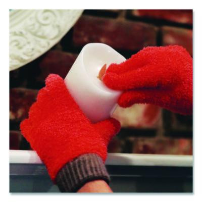 Microfiber Dusting Gloves And Mitts, Coral With Black Cuffs, 2 Gloves, 2 Mitts