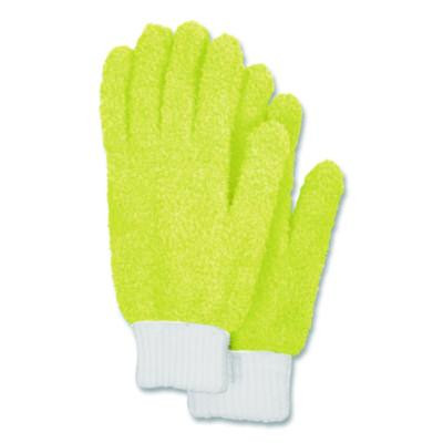 Microfiber Dusting Gloves, Yellow With White Cuffs, 2 Gloves