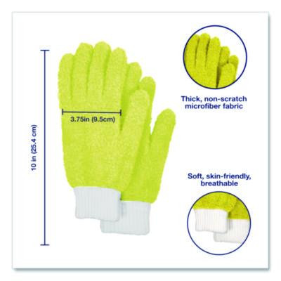 Microfiber Dusting Gloves, Yellow With White Cuffs, 2 Gloves