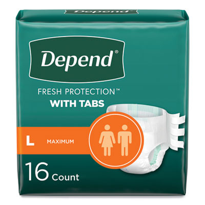 Incontinence Protection With Tabs, Large, 35" To 49" Waist, 16/Pack, 3 Packs/Carton