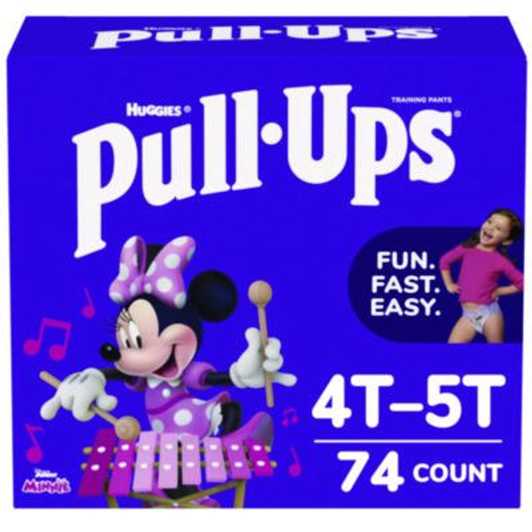 Pull Ups Learning Designs Potty Training Pants For Girls, Size 6, 4T-5T, 38 Lbs To 50 Lbs, 74/Carton