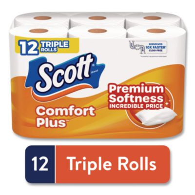 Comfortplus Toilet Paper, Double Roll, Bath Tissue, Septic Safe, 1-Ply, White, 231 Sheets/Roll, 12 Rolls/Pack, 4 Packs/Carton