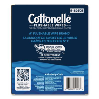 Flushable Wet Wipes, Flip-Top Pack, 5 x 7.25, White, 42 Sheets/Pack, 8 Packs/Carton