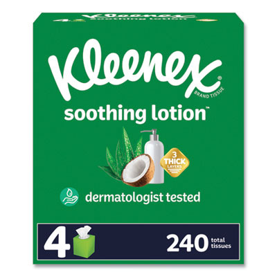 Soothing Lotion Facial Tissue, 3-Ply, White, 60 Sheets/Box, 4 Boxes/Pack, 8 Packs/Carton