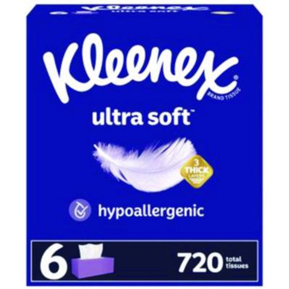 Ultra Soft Facial Tissue, 3-Ply, White, 120 Sheets/Box, 6 Boxes/Pack, 4 Packs/Carton